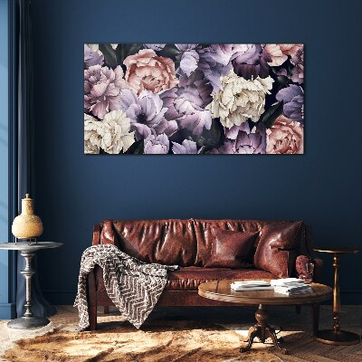 Floral arrangement in pastel shades Glass art print