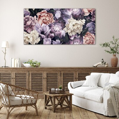 Floral arrangement in pastel shades Glass art print