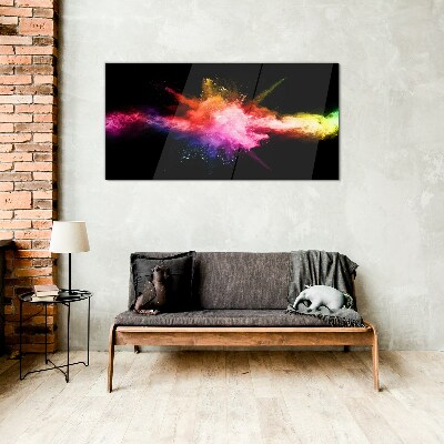 An explosion of colors in the dark Wall art on glass