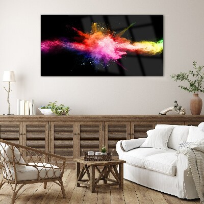 An explosion of colors in the dark Wall art on glass