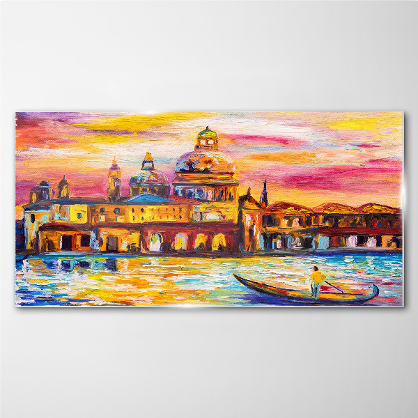 Venice in sunset colors Glass art print