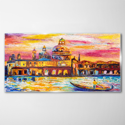 Venice in sunset colors Glass art print