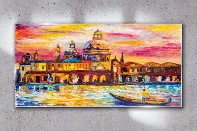 Venice in sunset colors Glass art print