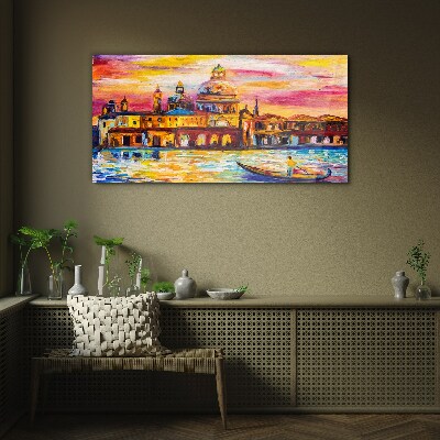 Venice in sunset colors Glass art print