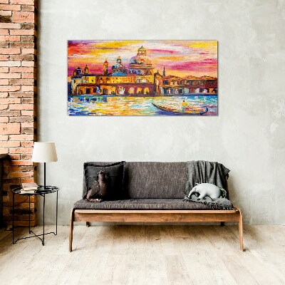 Venice in sunset colors Glass art print
