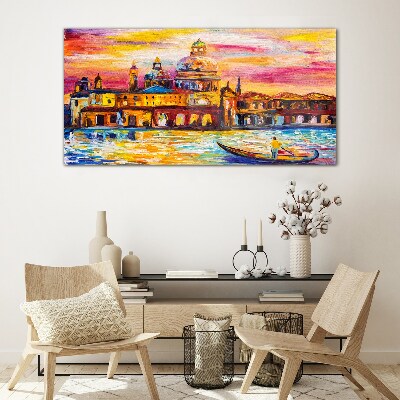 Venice in sunset colors Glass art print
