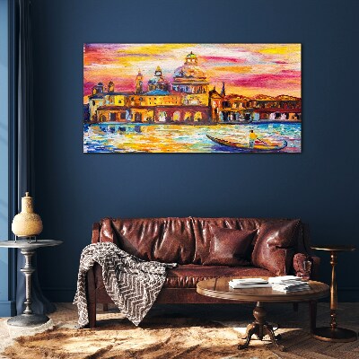 Venice in sunset colors Glass art print