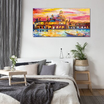 Venice in sunset colors Glass art print