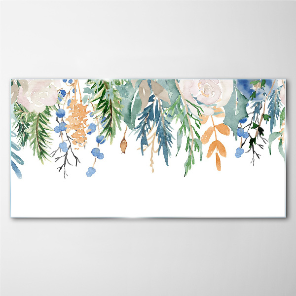 Floral landscape in watercolor Wall art on glass