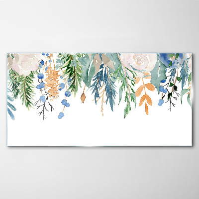 Floral landscape in watercolor Wall art on glass