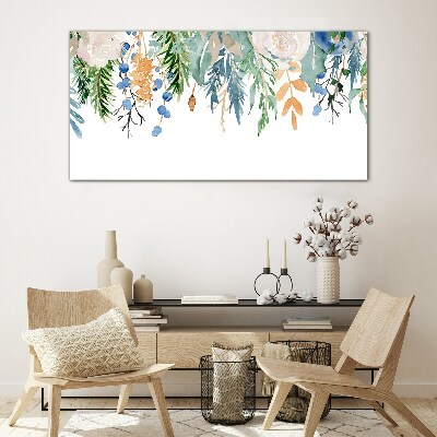 Floral landscape in watercolor Wall art on glass