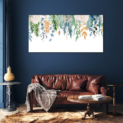 Floral landscape in watercolor Wall art on glass