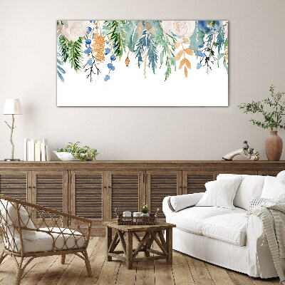Floral landscape in watercolor Wall art on glass