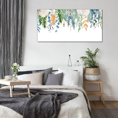 Floral landscape in watercolor Wall art on glass