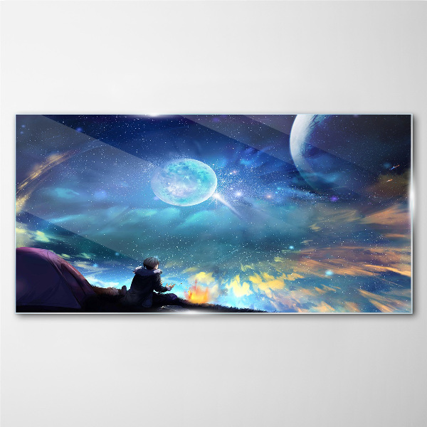Cosmic night under the stars Wall art on glass