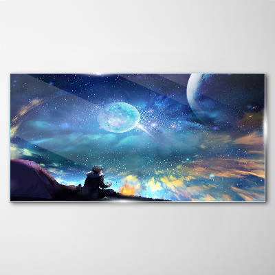 Cosmic night under the stars Wall art on glass