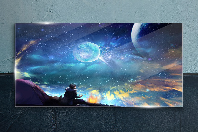 Cosmic night under the stars Wall art on glass