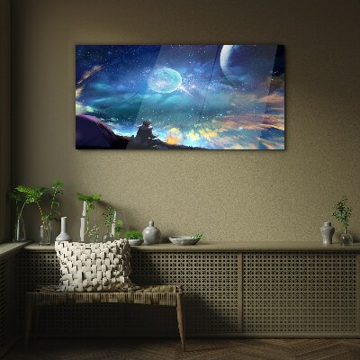 Cosmic night under the stars Wall art on glass