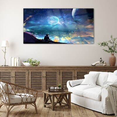 Cosmic night under the stars Wall art on glass