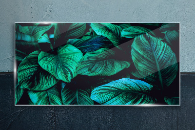 Green tropical leaves Glass art print