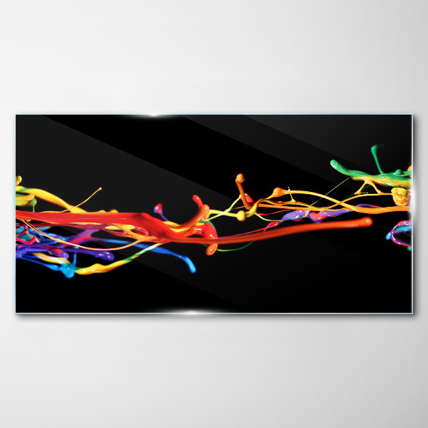 Colored spots on a black background Wall art on glass