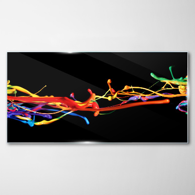 Colored spots on a black background Wall art on glass
