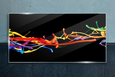 Colored spots on a black background Wall art on glass