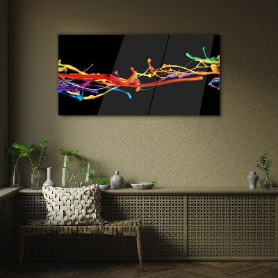 Colored spots on a black background Wall art on glass