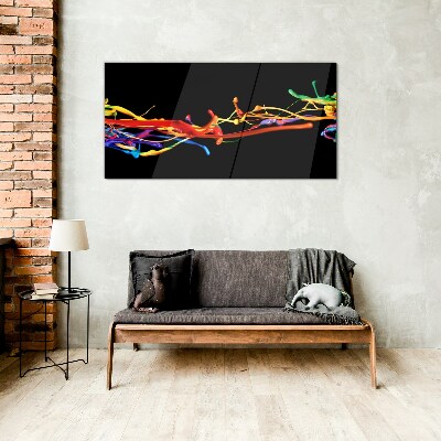 Colored spots on a black background Wall art on glass