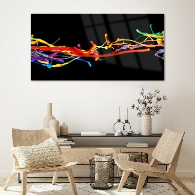 Colored spots on a black background Wall art on glass