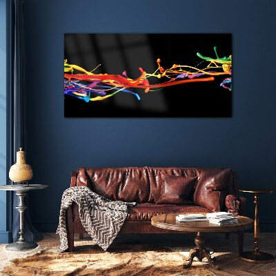 Colored spots on a black background Wall art on glass