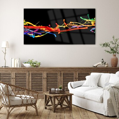 Colored spots on a black background Wall art on glass