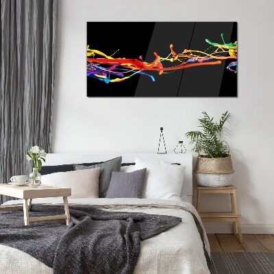 Colored spots on a black background Wall art on glass