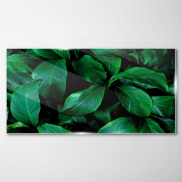 Green Symphony of Leaves Wall art on glass