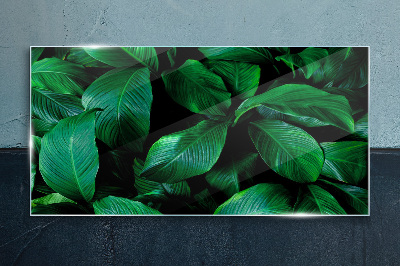 Green Symphony of Leaves Wall art on glass