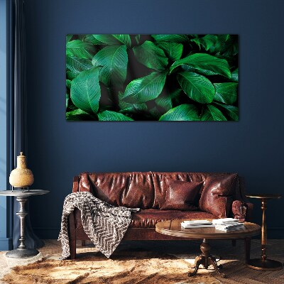 Green Symphony of Leaves Wall art on glass
