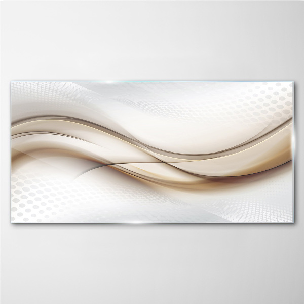 Waves in shades of beige Glass art print