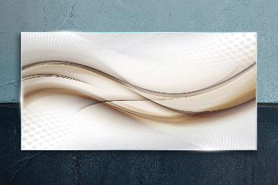Waves in shades of beige Glass art print