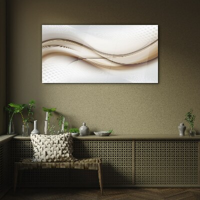 Waves in shades of beige Glass art print