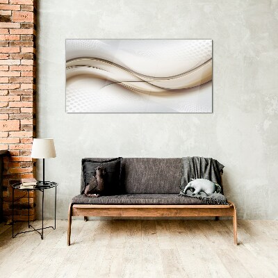 Waves in shades of beige Glass art print