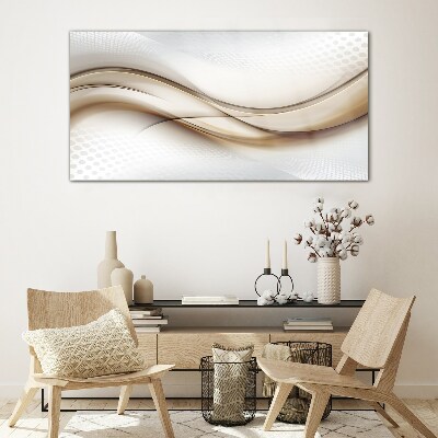 Waves in shades of beige Glass art print