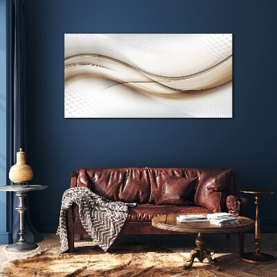 Waves in shades of beige Glass art print