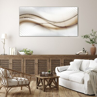 Waves in shades of beige Glass art print