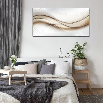 Waves in shades of beige Glass art print