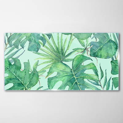Tropical greenery in watercolor Wall art on glass
