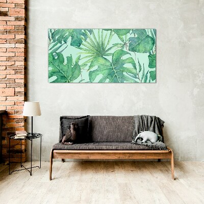 Tropical greenery in watercolor Wall art on glass