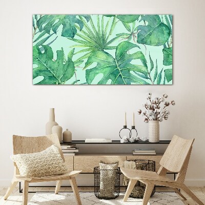 Tropical greenery in watercolor Wall art on glass