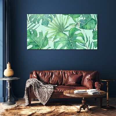 Tropical greenery in watercolor Wall art on glass