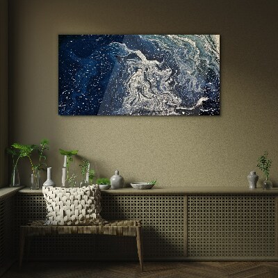 Ocean waves in blue tones Wall art on glass