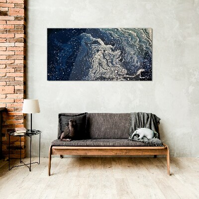 Ocean waves in blue tones Wall art on glass